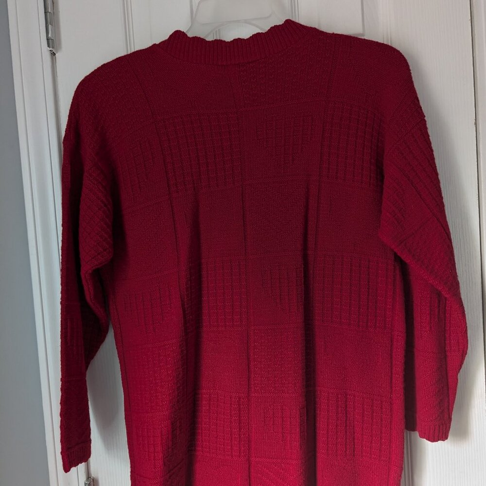 Women's Vintage Basic Editions Sweater, Red w Hearts, Size M